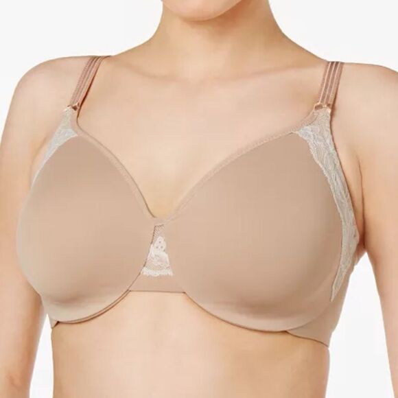 OLGA Cloud 9 Full-Figure Lace-Trim Minimizer Bra TOASTED ALMOND (NUDE)40DDD Nwt - Picture 3 of 9